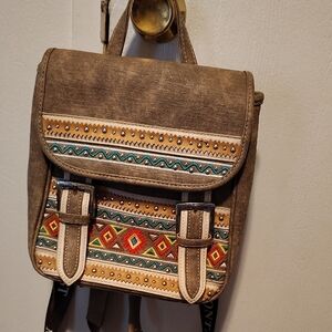Montana West Brown Backpack with Colorful Patterns